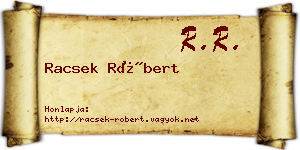 Racsek Róbert névjegykártya